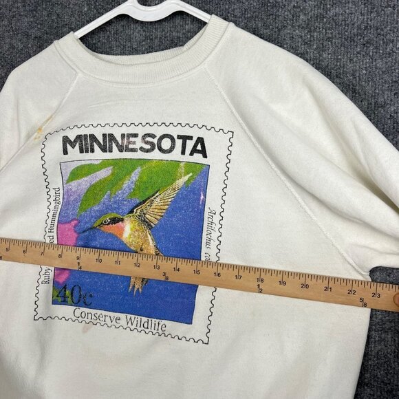 VINTAGE Minnesota Hummingbird Floral Wildlife Graphic Sweatshirt Men Size XLarge - Picture 6 of 8